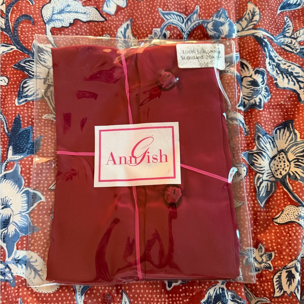 Ann Gish 100% SILK STANDARD SHAM Ruby New 26x20 Red
